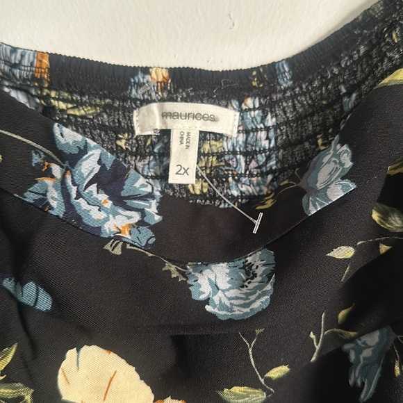 Maurice’s Black Blue Orange Green Floral Midi Dress Plus Size 2X / NWOT - Picture 3 of 5